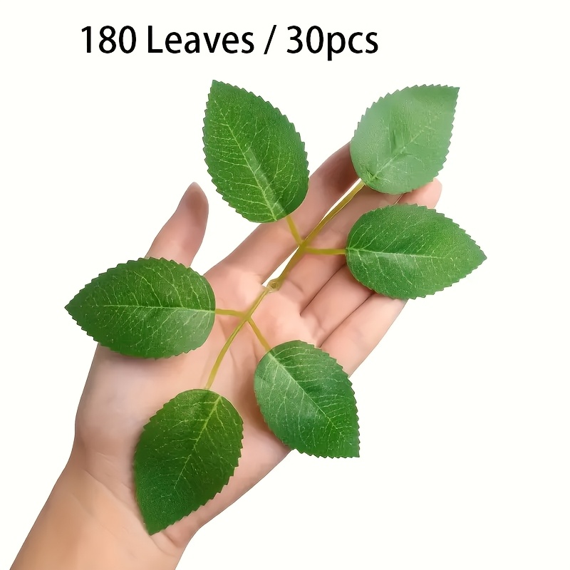 Image of 180 Leaves Artificial Fake Rose Petals, Artificial Flower Green Leaf Accessories For Bouquet Making, Party Decoration Vines, Wreath Accessories, Wedding Decorations