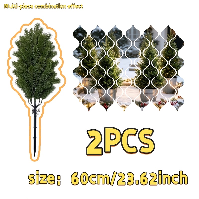 TEMU 2pcs Dense Branch Artificial Pine Needle Christmas Trees, Suitable For Living Room, Fireplace, Entrance Porch, , Enhancing Rich Western Holiday