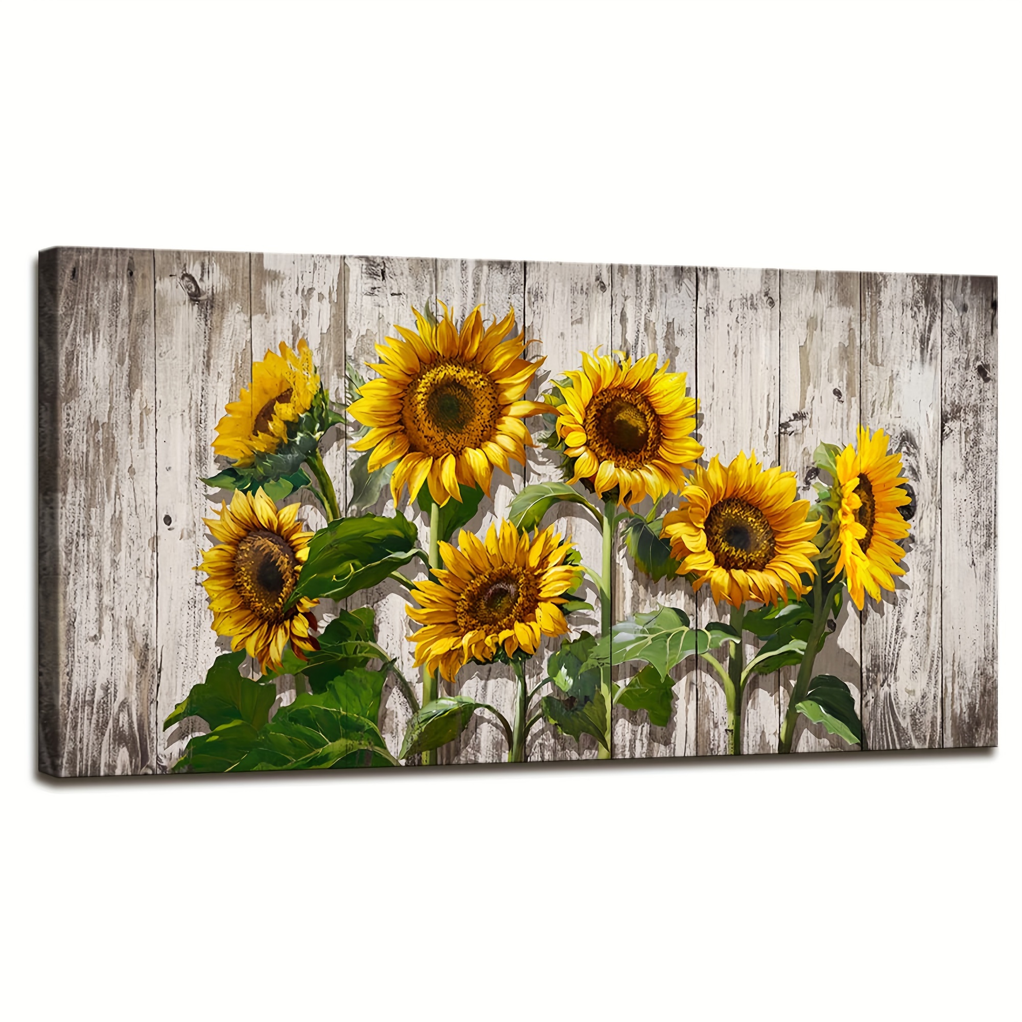 

1pc Canvas Prints Wall Art Abstract Board Paintings Wall Art For Bedroom Rustic Sunflower Kitchen Decor Yellow Vintage Wall Decor Sunflowers Living Room Bedroom Office 20x40inch - Unframed