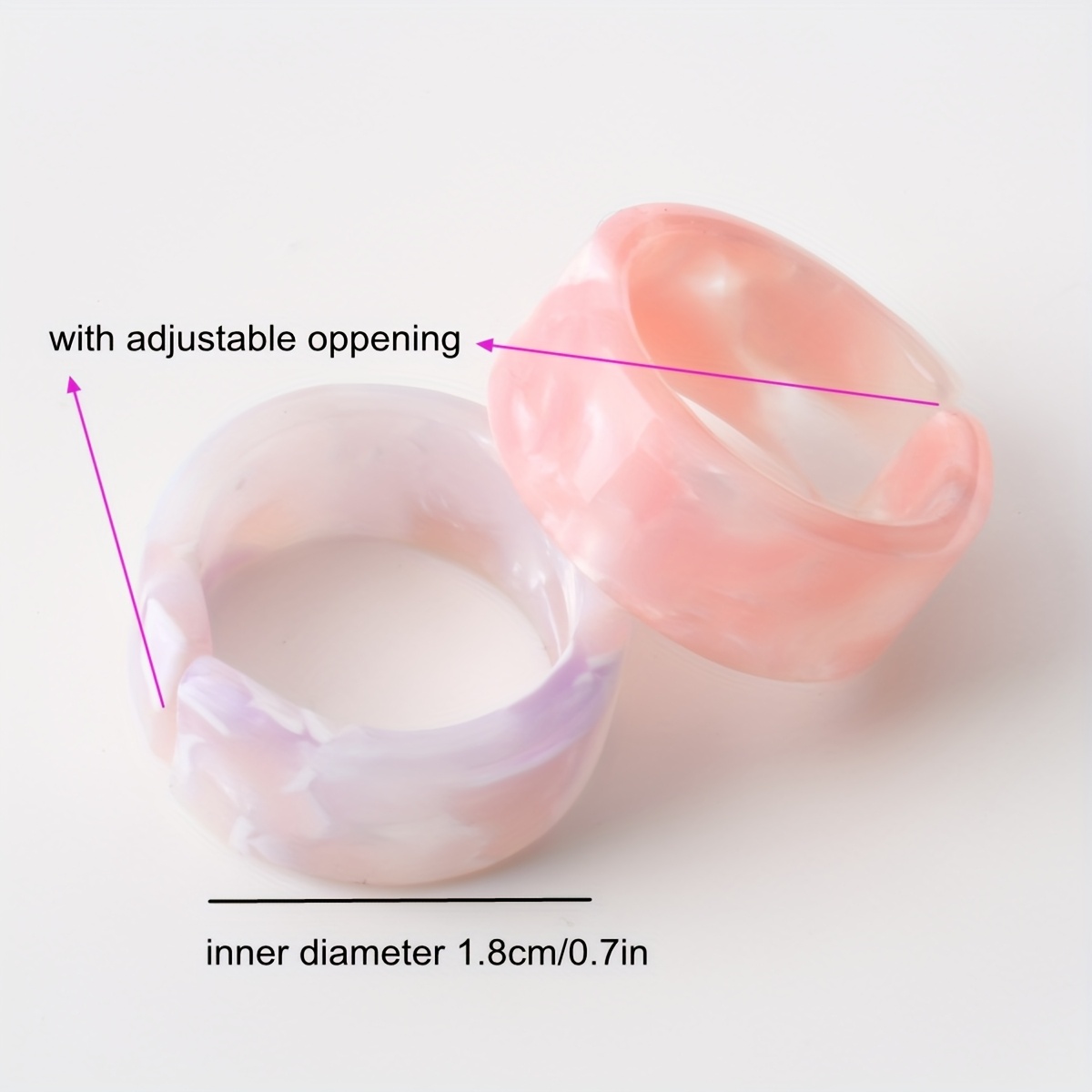 Romantic Women's Open Ring with Resin Pattern, Perfect for Spring & Summer