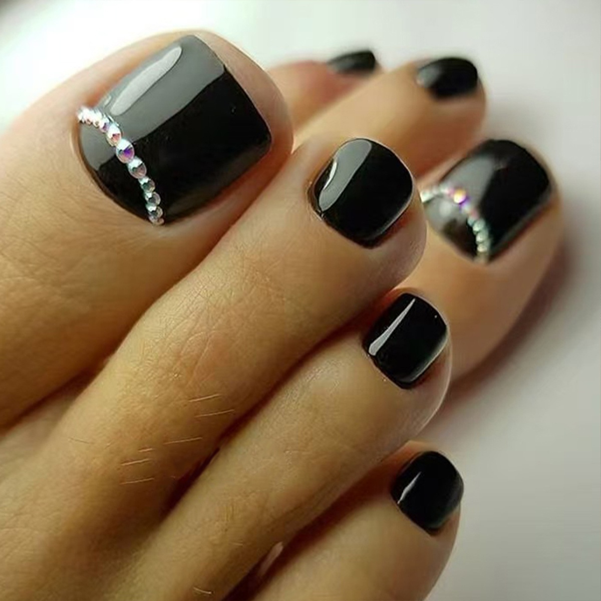 TEMU Get With 24pcs Short Square Toe Nail Stickers, Three-dimensional Fake Nails Set For Women & S