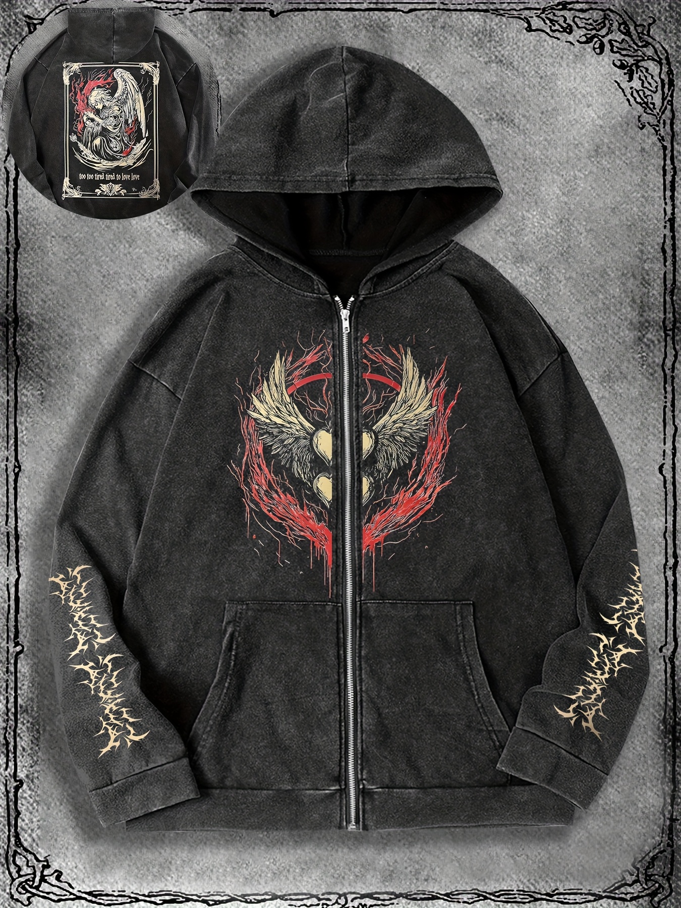 herbst winter neue herren kapuzenjacke schweres gewaschener Temu