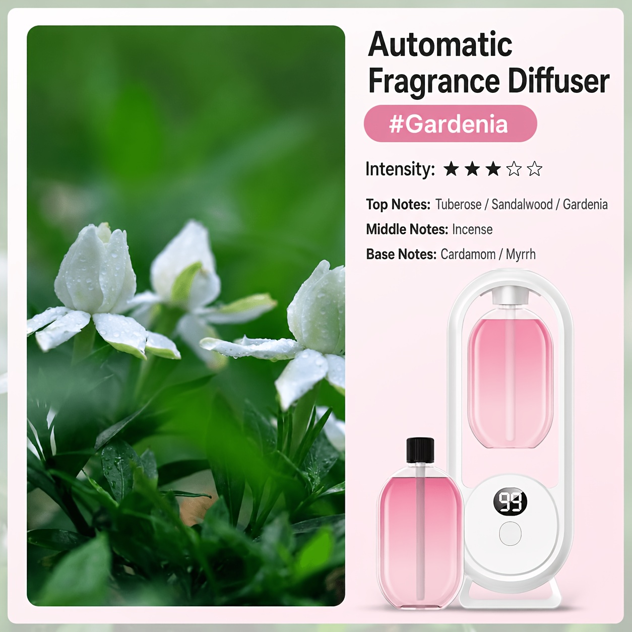 TEMU New Technology Aromatherapy Humidifier With Battery Display, Usb-powered Mini Essential Oil Diffuser, And Deodorizing, With Ambient Light, 3