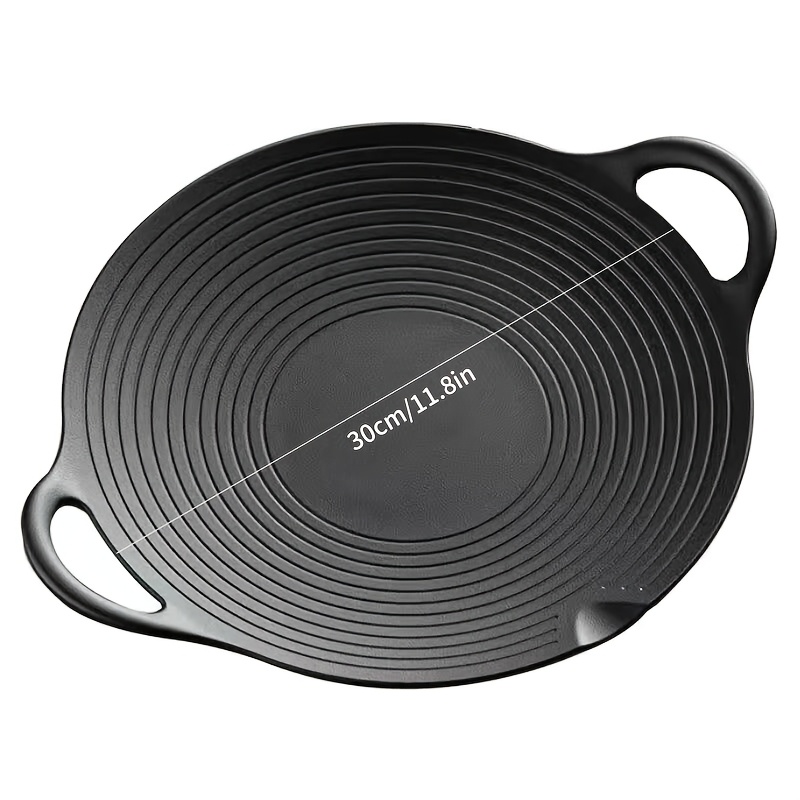 1 heavy duty non stick cast iron grill pan with   korean bbq style oval outdoor cooking plate with handles   for   heating ideal for home kitchen camping 3