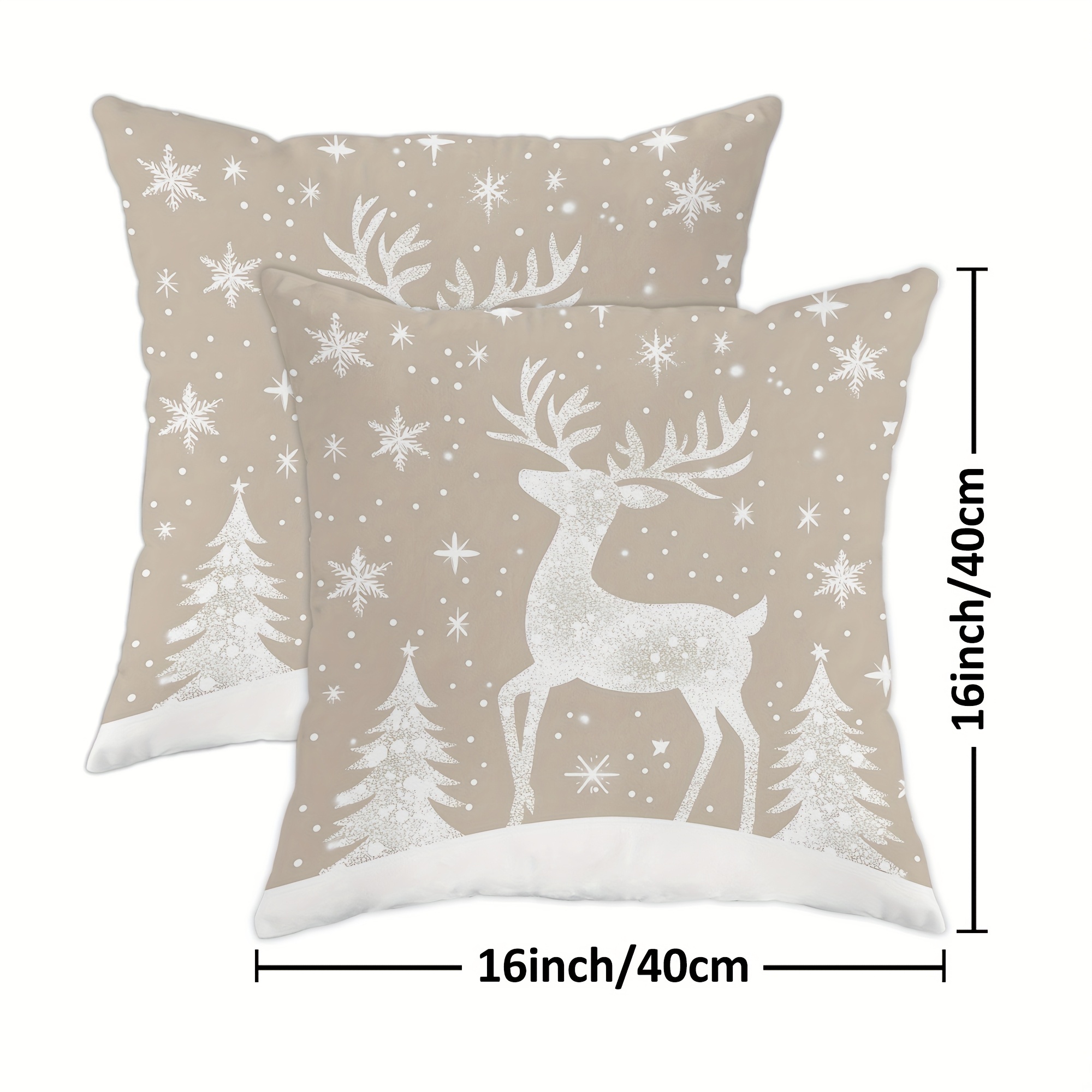 TEMU 2 Stück Weihnachtliche Kissenbezüge Set, Einfaches Elegantes Hirsch- Schneeflockenmuster, Weich Bequem, Geeignet für Wohnzimmer, Schlafzimmer,