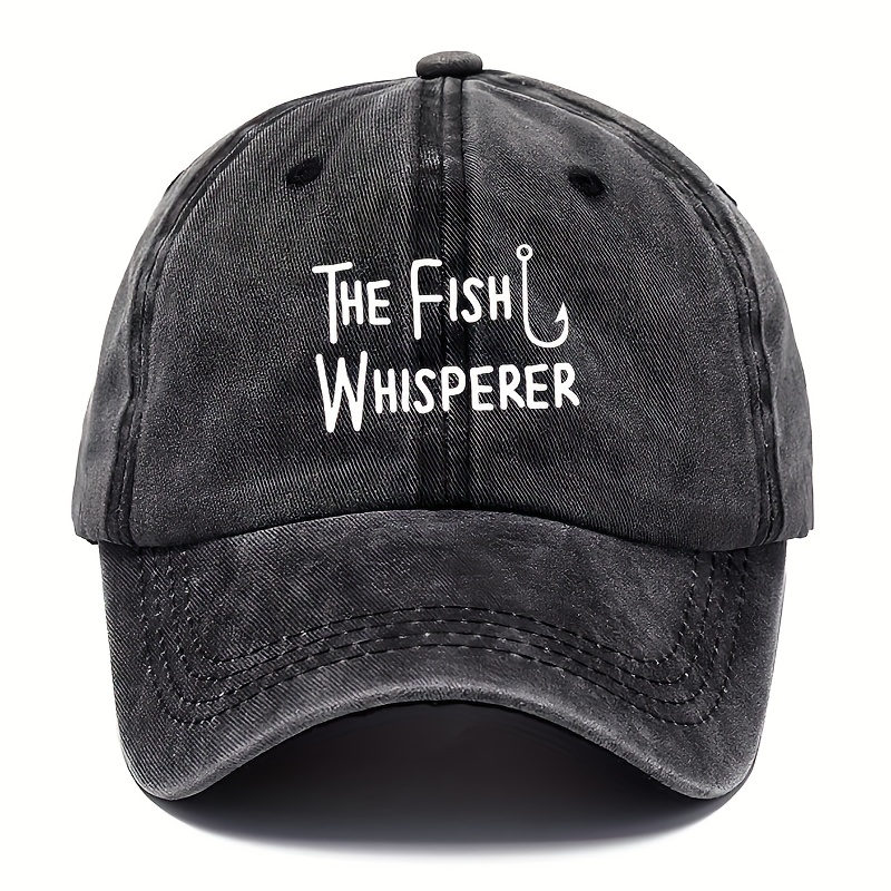 

Cool Hippie Curved Brim Baseball Cap, The Fish Whisperer Print Distressed Cotton Trucker Hat, Snapback Hat For Casual Leisure Outdoor Sports