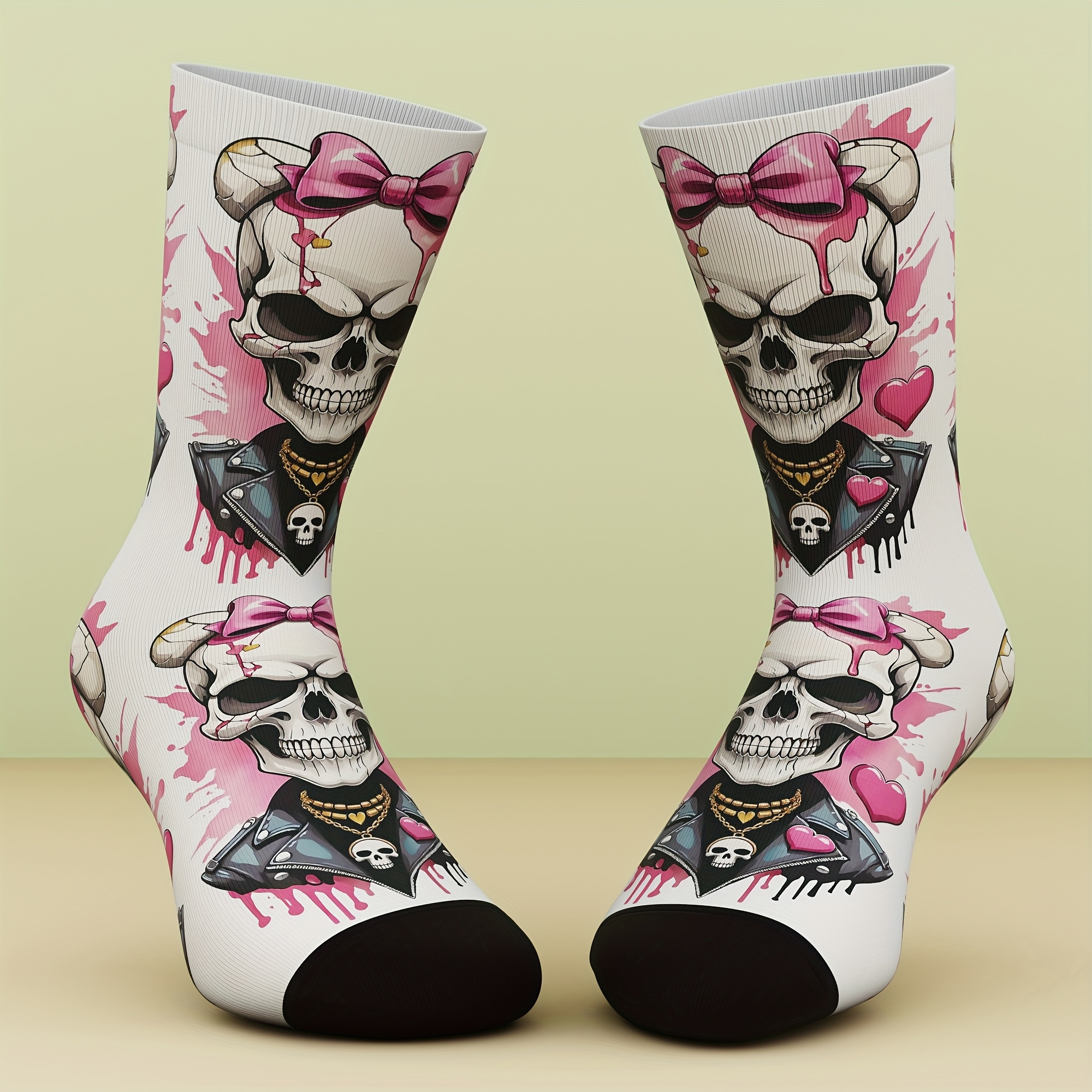 Image of 1 Pair Of Unisex Socks, Creative Patterns, Fresh And Bright, Sock Gift, Made Of Bamboo Fiber, Fashionable And Comfortable, Suitable For , Machine Washable, 3d Digital Printing Technology