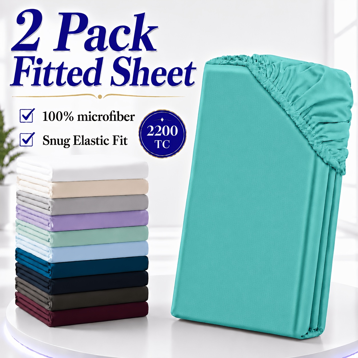 TEMU 2pcs 2200tc Hotel Quality Fitted Sheets, Soft And Comfortable, Breathable, Versatile, Great Value, 40cm Deep Pocket Snug , Stays In , Suitable