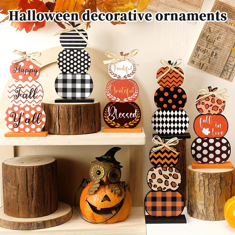 

1pc Versatile Wooden Pumpkin Decor - Perfect For Halloween & Thanksgiving, Ideal For Living Room, Dining Table, Office Desk & Balcony Thanksgiving Decorations For Home Pumpkins Decor