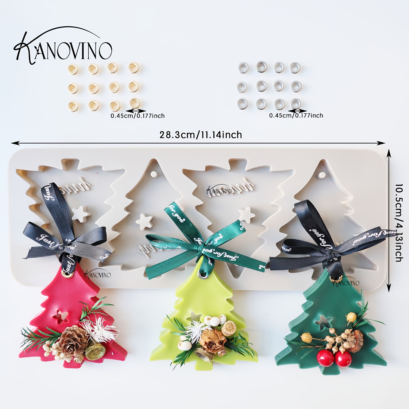 TEMU 28pcs Christmas Tag Set, Including 4 Molds For Christmas Wax Tags, 12pcs Golden Metal Buckles, And 12pcs Silvery Metal Buckles. Christmas Wax