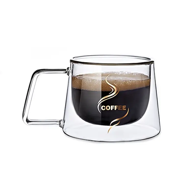 1pc heat resistant double wall glass coffee mug with handle insulated transparent cup for hot and cold beverages ideal for coffee tea milk juice and kitchen drinkware details 7