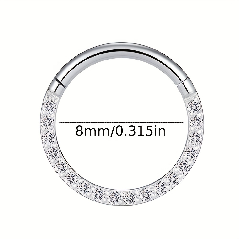 16G Stainless Steel Embedded Zirconia Seamless Nose Ring