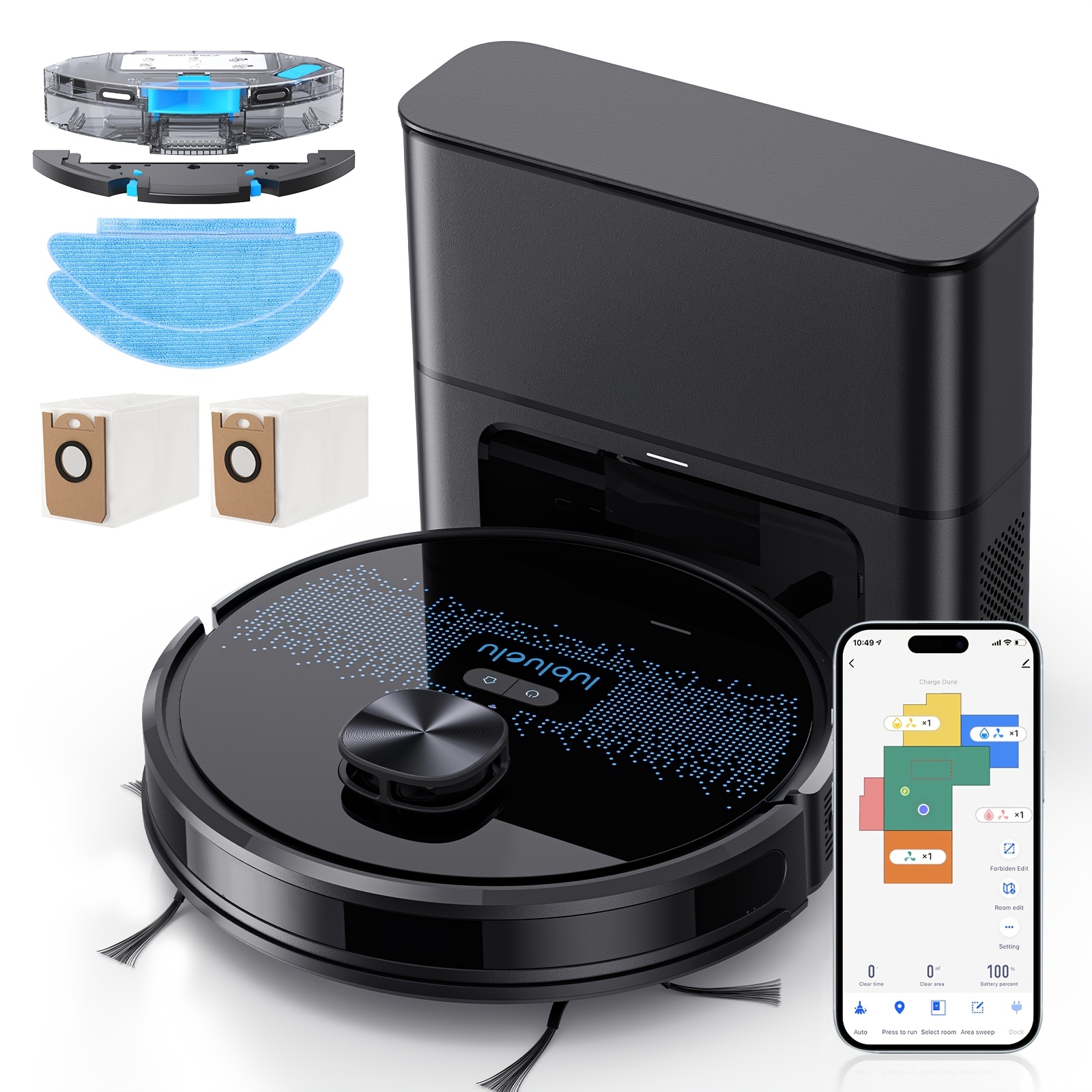 E-shop Lubluelu Neue Roboterstaubsauger und Wischmopp, 5100Pa Roboterstaubsauger mit 2,5L Selbstentleerungsstation, 30S Staubsaugen, Freihändig bis zu
