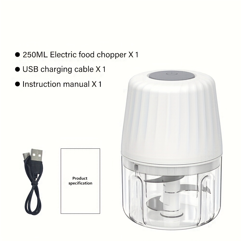   400ml mini electric food chopper with 6   blades portable usb rechargeable garlic cutter vegetable chopper multi   and meat grinder for chopping onions peppers celery ginger carrots kitchen essential tool vegetable chopper modern kitchen tool durable plastic Product details 14