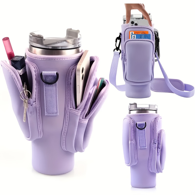 E-shop Kompatibel mit 40-Unzen-Sportwasserflaschen-Tasche – Dreifach-Design, Platz für Handy/Karten/Schlüssel Lippenstiftfach. Verstellbarer