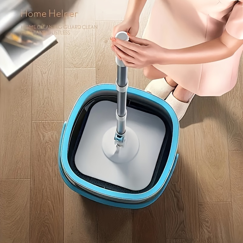 

Separates Water, 2-chamber Design, Flat Mop And Bucket Set, Hands Floor Cleaning, 5 Reusable Microfiber Mop Pads Included