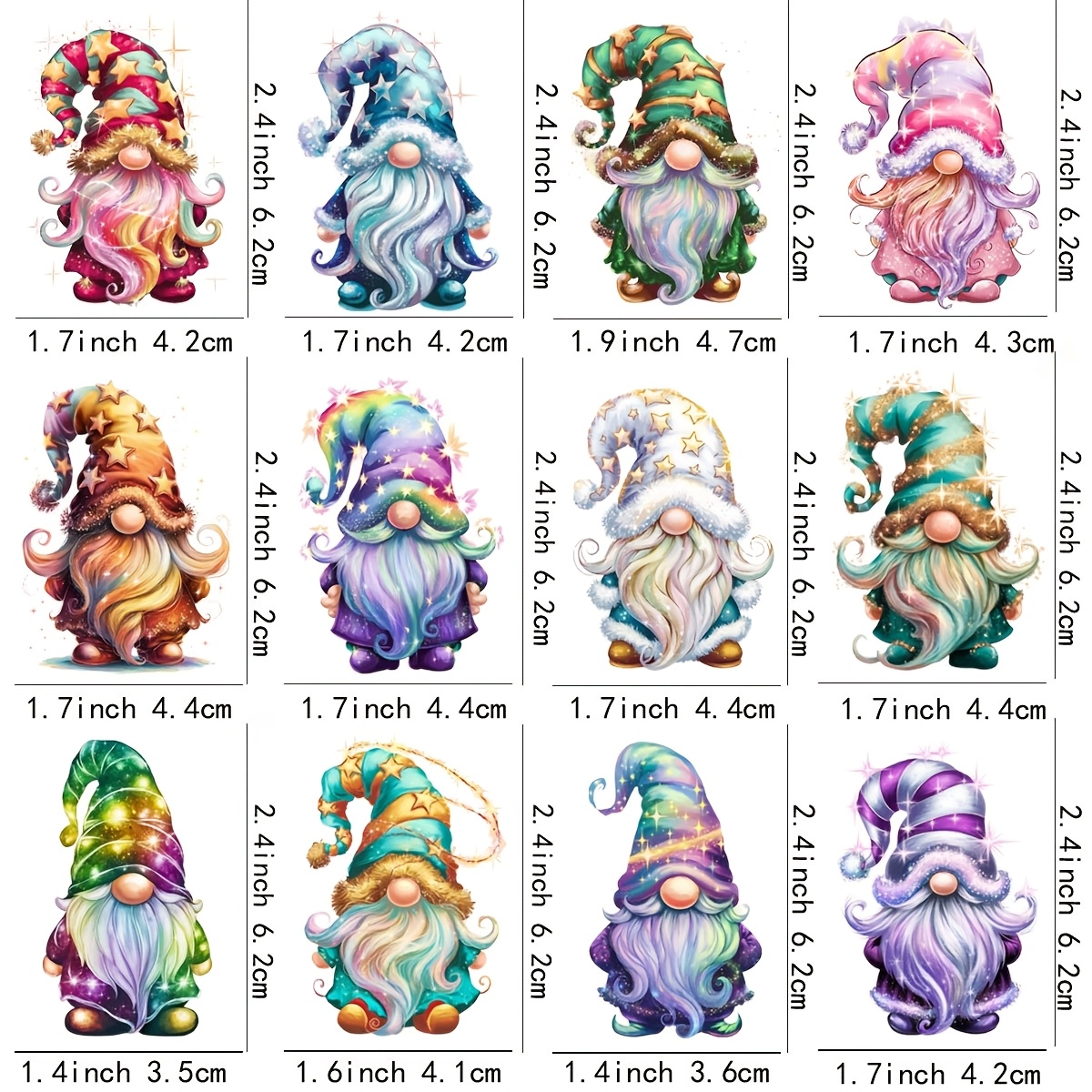 12pcs Plush Elf Character Mug Stickers - Glitter Coffee Cup Decoration Stickers, Self-adhesive Transfer Wraps