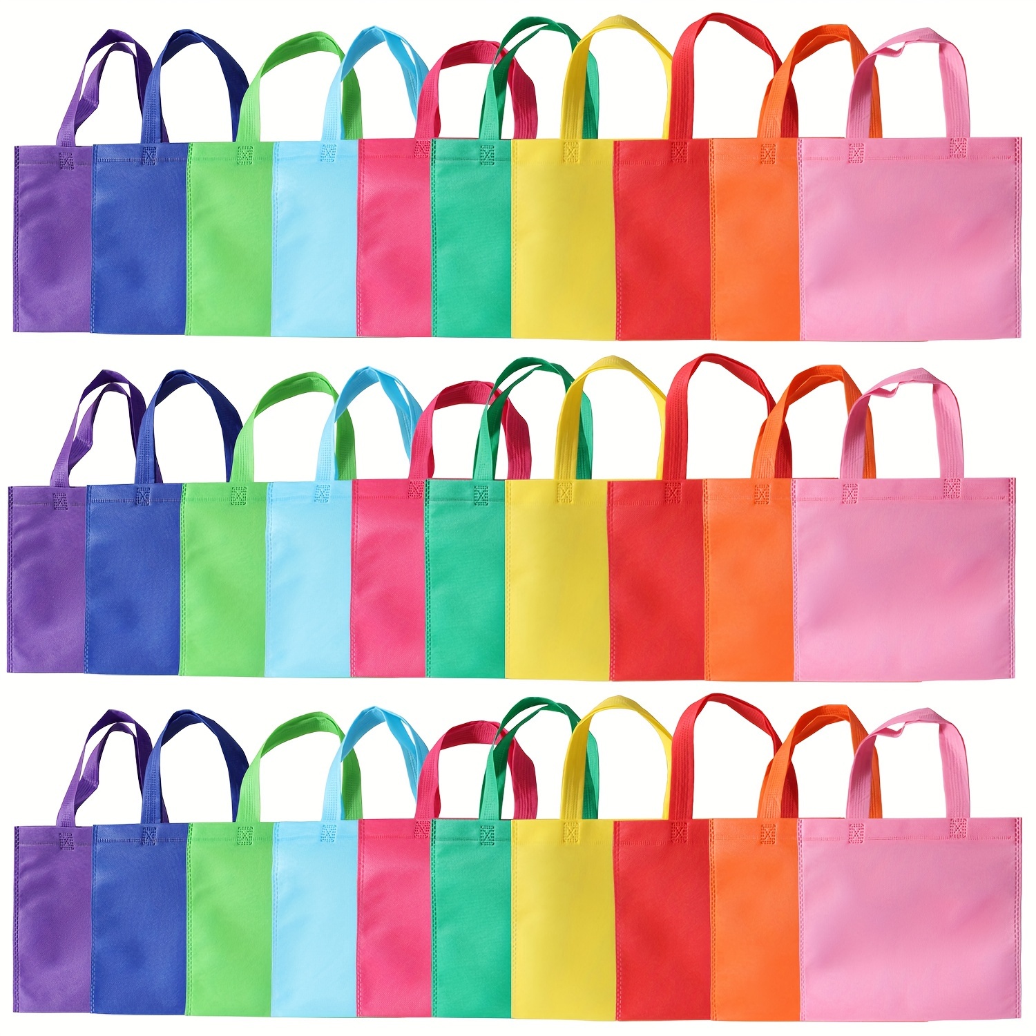 Image of Gift For Her/him 30-pack Non-woven Fabric Party Favor Bags, Reusable Candy Bags, 7.9×7.9 Inches, Colored Tote Bags, Rainbow Fabric Bags For Weddings
