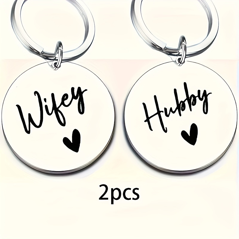 2pcs Keychain, A For Couples, Valentine's Day Gift, Indispensable Stainless Steel Keychain-round Metal Keychain