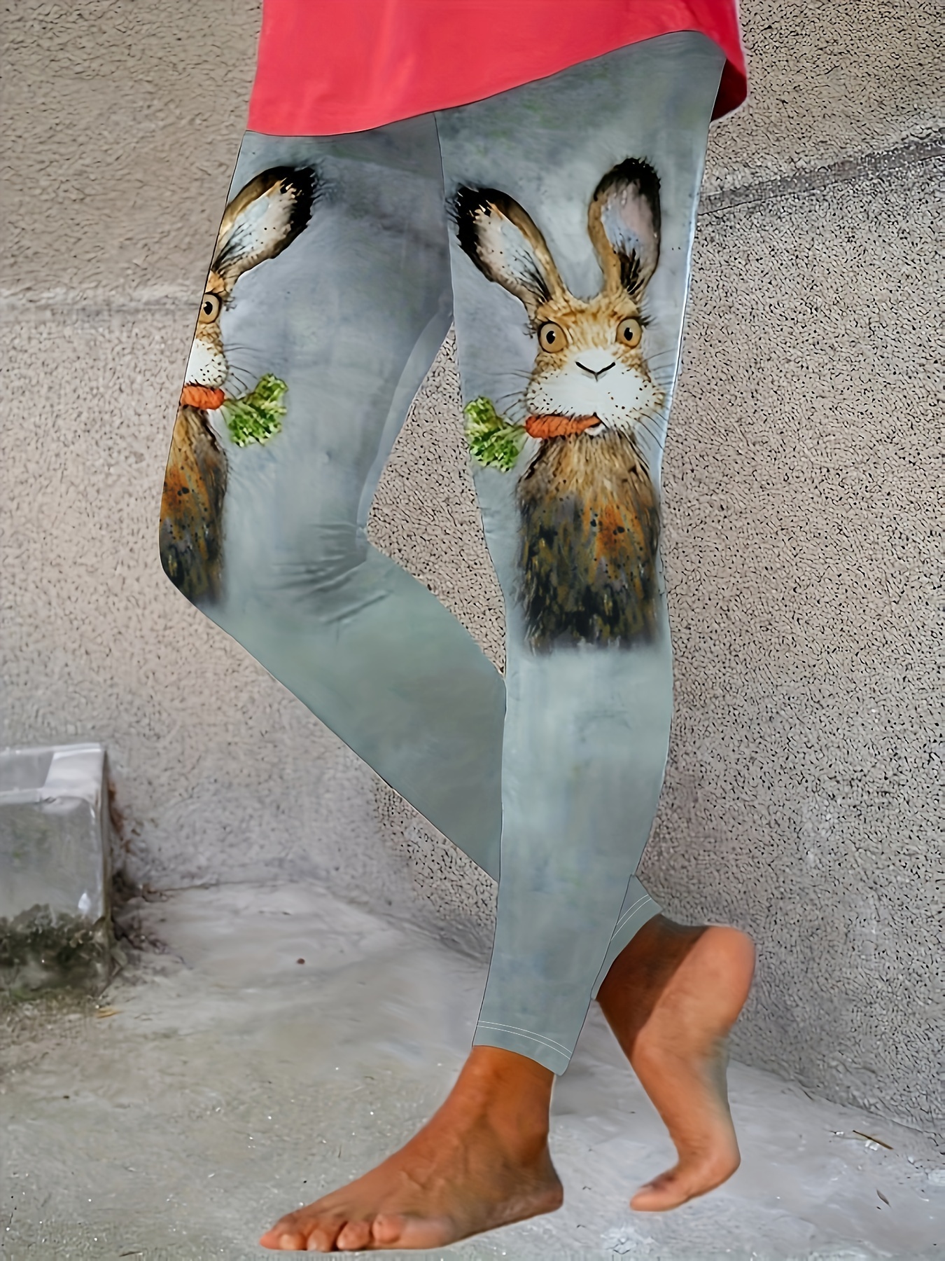 Easter Bunny Skinny Leggings Casual High Waist Stretchy - Temu Canada