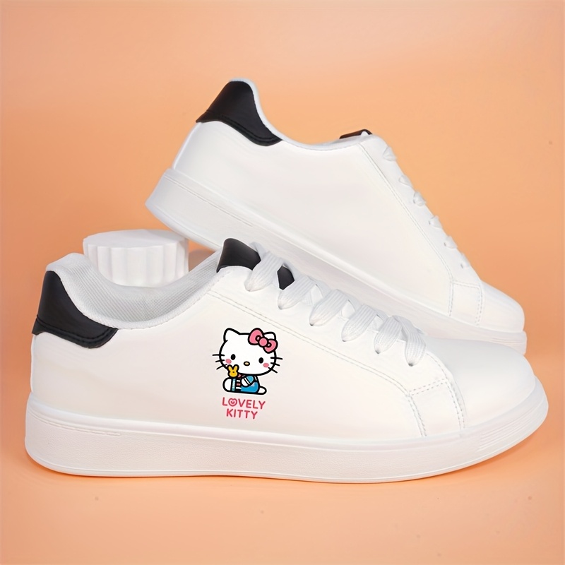 smile sneakers white black low top sneakers lace closure Temu Chile - Main Image