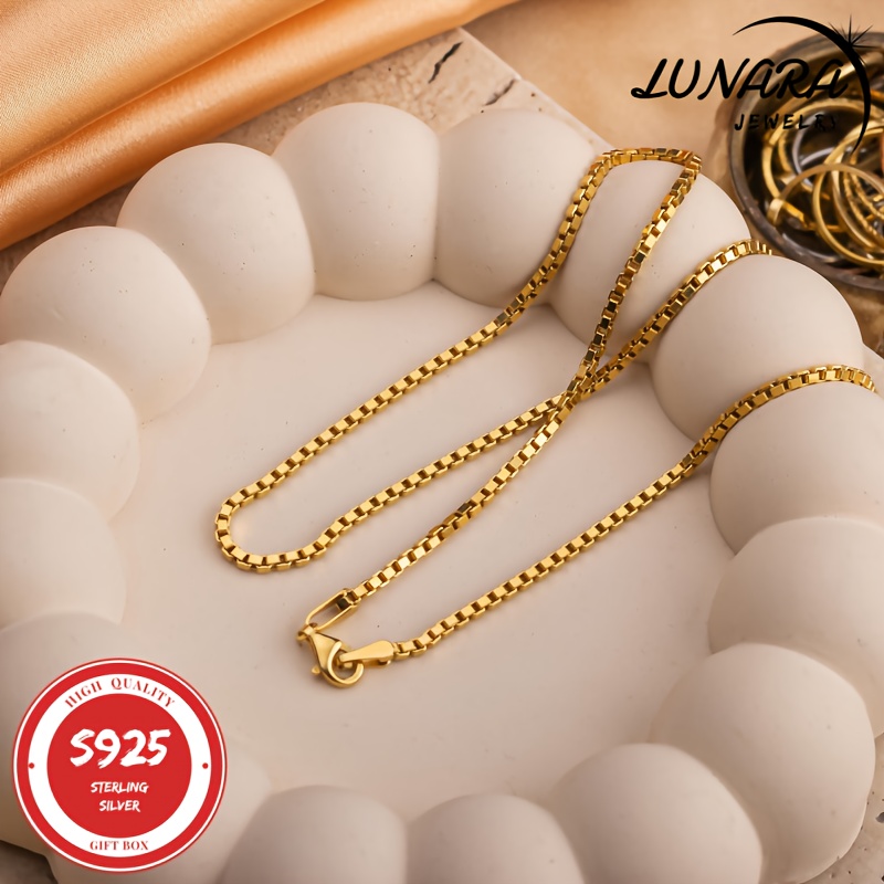 TEMU 24k Golden Plated Necklace, 925 Sterling Necklace, Fashion Simple Ladies Jewelry, Suitable For Women, Girlfriends, Wives, Mothers, Valentine's
