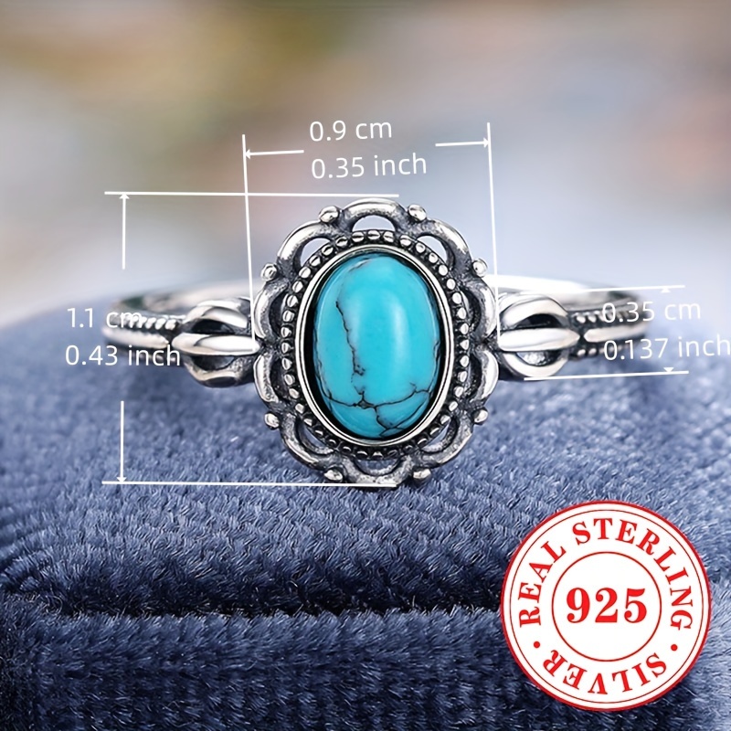 Vintage S925 Sterling Silver Ring with Turquoise