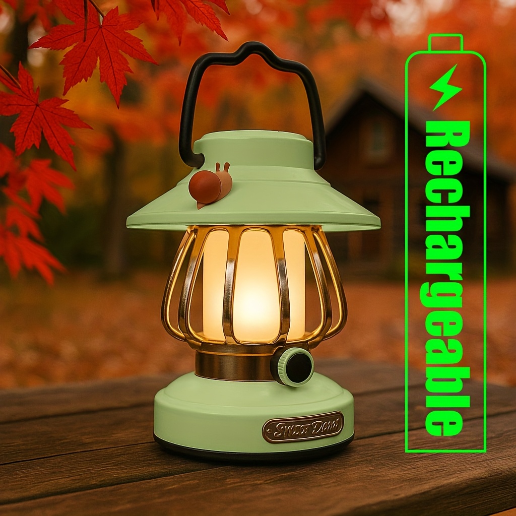 TEMU 1200mahrechargeable Lighting Stall Lights Outdoor Emergency Lights Ultra-long Led Camping Camping Mobile Stall Lights Three-tone Dimming Color Snail Outdoor Camping Lights