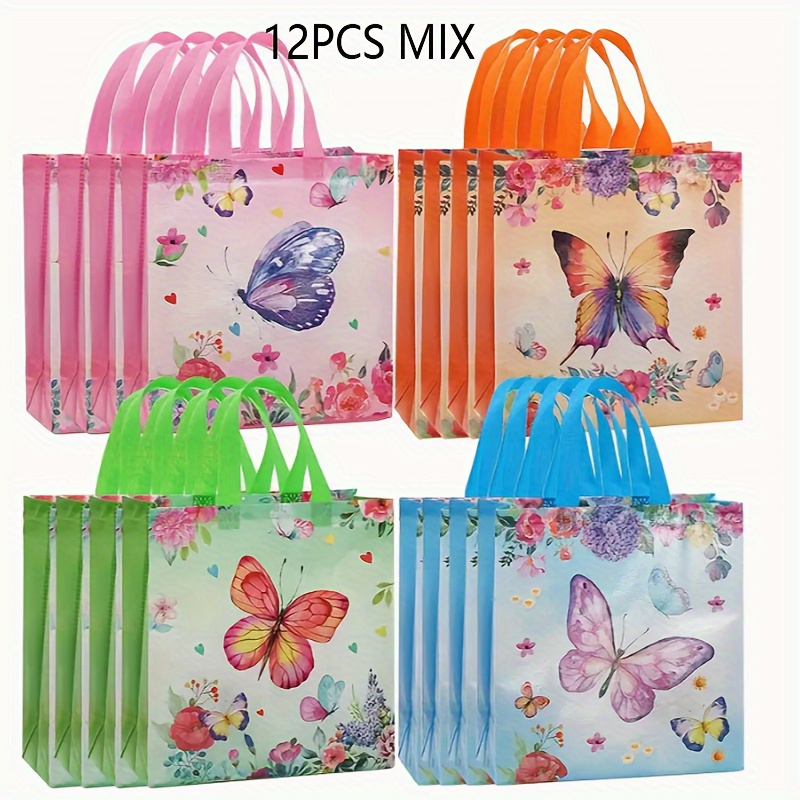12pcs 23*22*11cm Printed Sturdy Shopping Gift Bags For Office Supplies, Party Favors, Small Business, Wedding, Birthday, And Everyday Use - Durable, Wedding Birthday Party Gift Bag