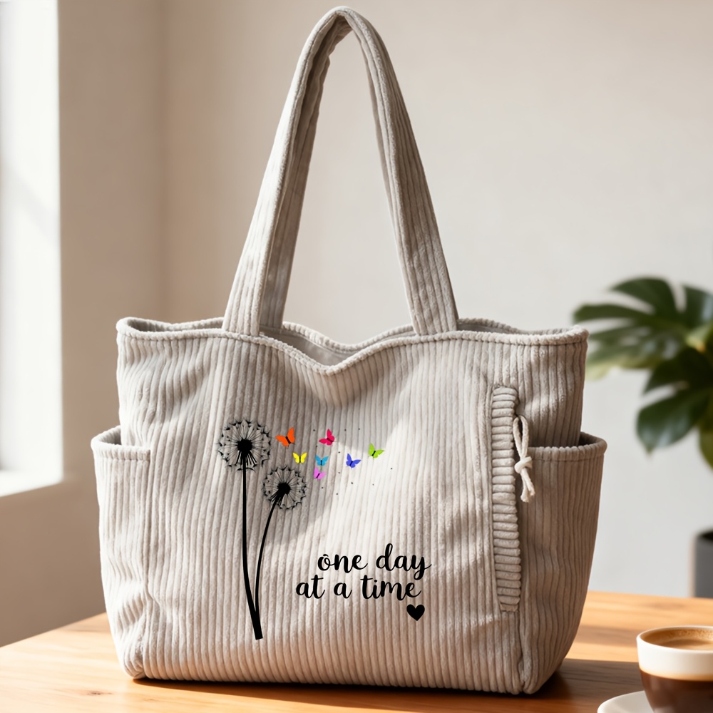 Women's Corduroy Handbag Corduroy Tote Bag, Laptop Carrier, Work Tote, Shoulder Bag, Perfect For Teachers Day, Back To School, Graduation, Mother's Day, Commuting, Office, Travel