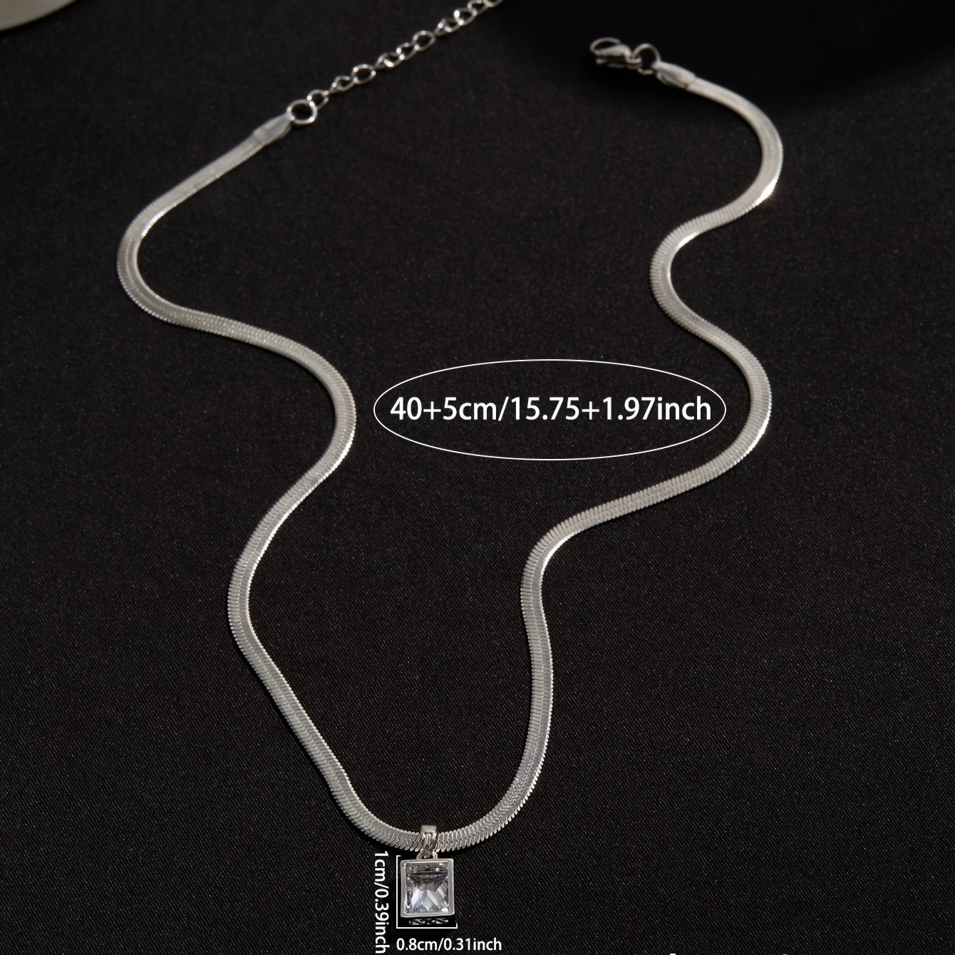 Women's Simple Blade Chain Necklace with Sparkling Zirconia