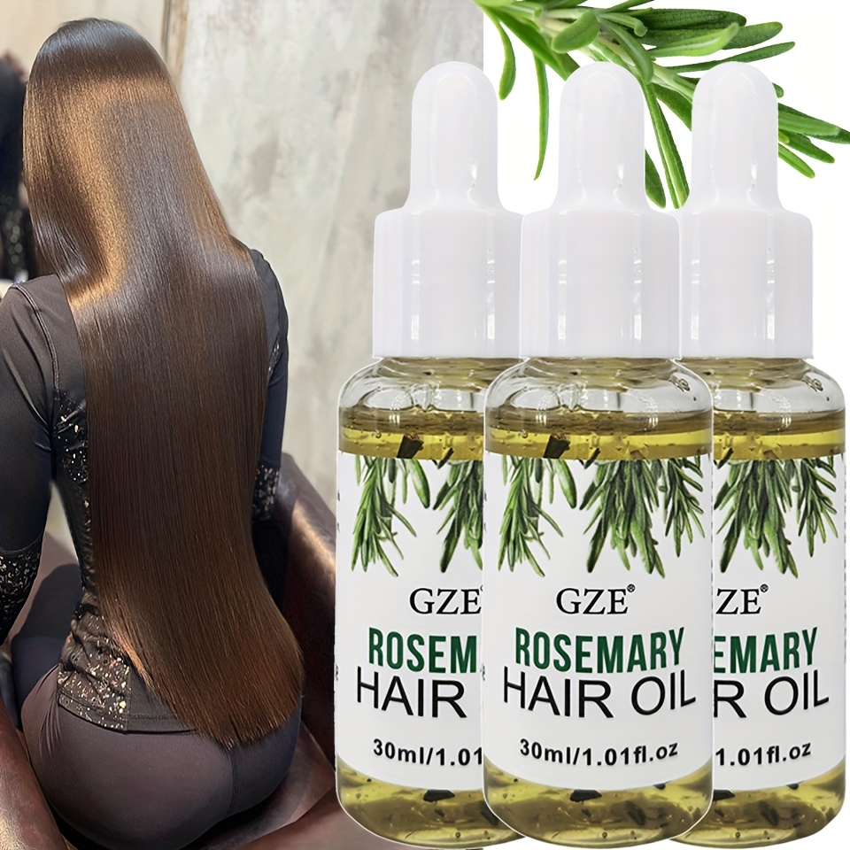 Image of 3pcs Gze Rosemary Oil For Hair Rosemary Scalp Hair Oil, Infused Biotin To Strong Strands | All Type & Texture | Straight, Waves & Chemically Hairs Split Ends Damaged Hair