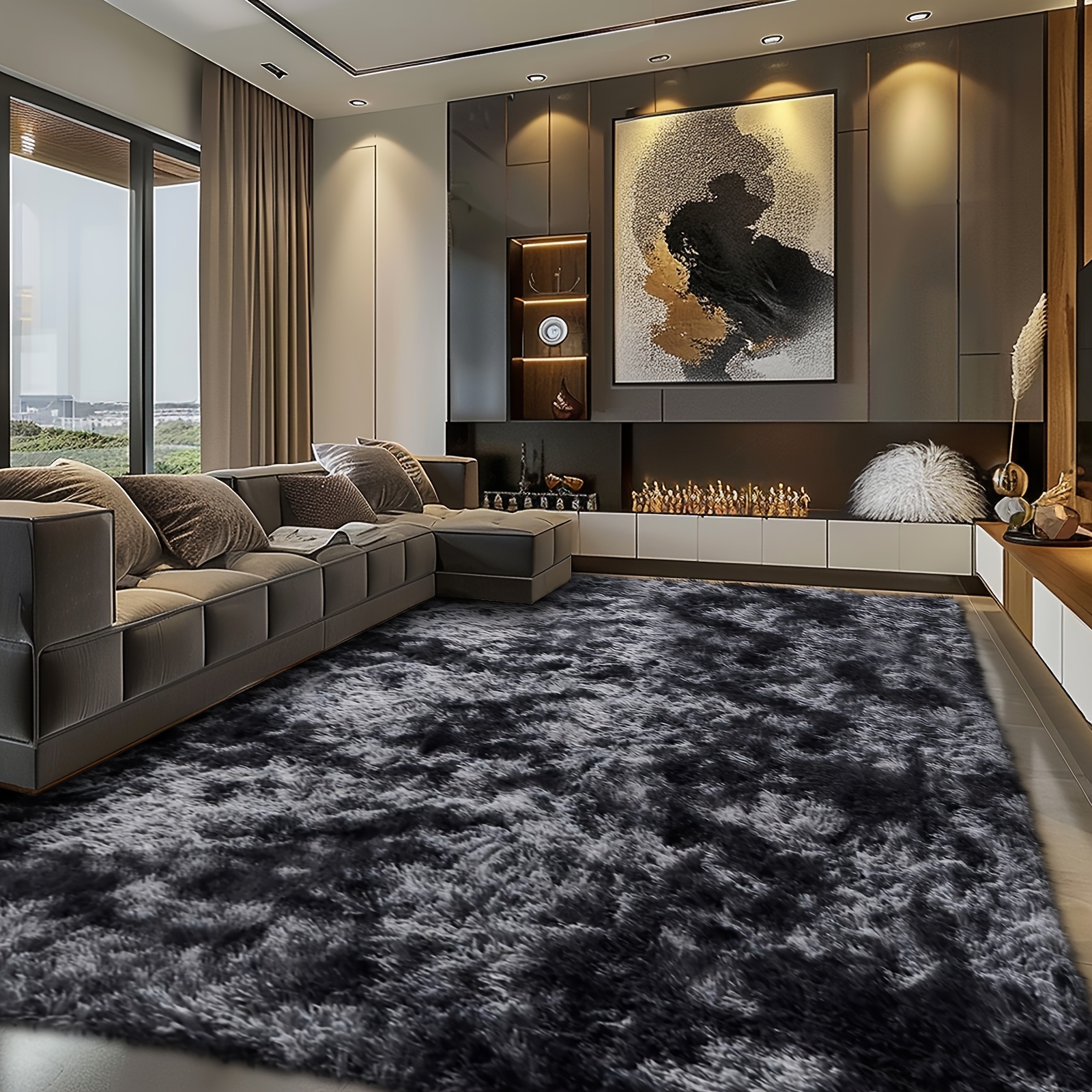 1pc fluffy soft rug luxury indoor carpet multiple colors and sizes   suitable for living room bedroom living room non slip area rug home decoration