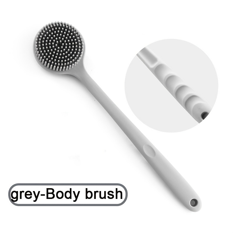 TEMU Silicone Long Handle Bath Brush Rub Back Artifact Back Scrub Brush Soft Bristle Back Scrub Brush Scrub Towel
