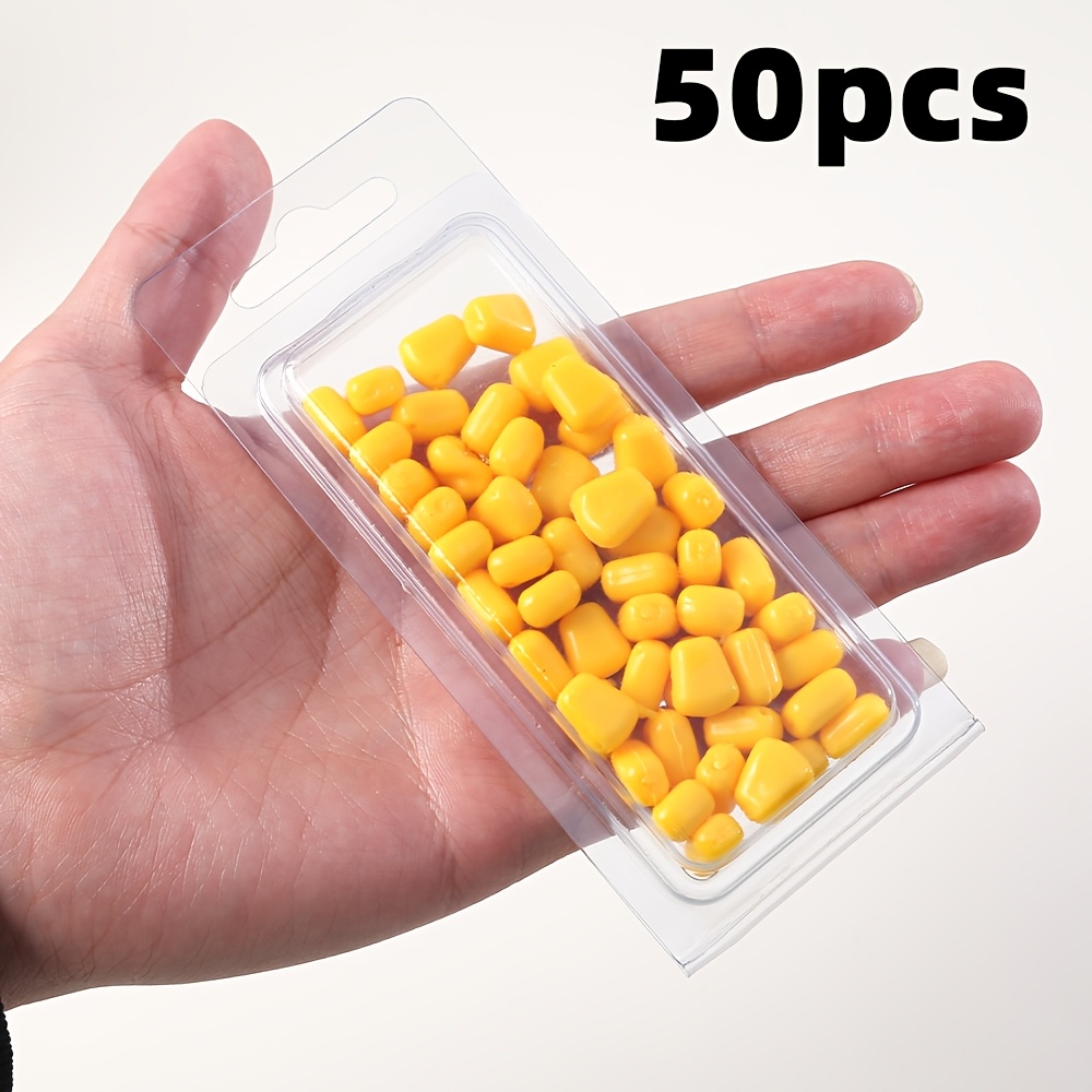 Image of 50pcs Lure Corn Pellets Fishing Bait Particles For Black Pit Fishing, , Grass Carp, Prussian Carp, And Topmouth Culter, Soft Bait With Corn Flavor