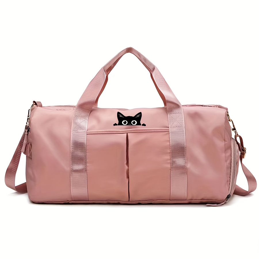 TEMU Large Capacity Gym Bag Luggage Bag, Cat Print Pattern Multifunctional Handbag, Leisure Sports, Yoga Fitness Crossbody Bag, Dry And Wet Swim Bag,