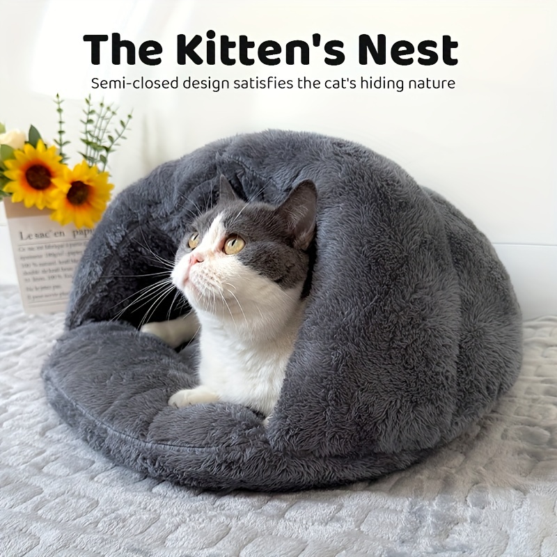 

Cozy Polypropylene Bed, Semi- Winter Warm Pet Nest, Thickened Sleeping Bag Yurt For Cats, Easy