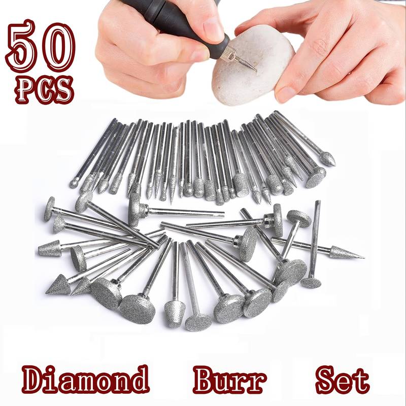 20-Piece 3mm Shank Diamond Grinding Burr Drill Bit Set For Rotary Tools – Dremel Compatible