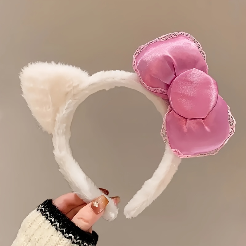 

Elegant Women's Plush Bow Headband - Comfortable Hair Accessory For Face Washing & Fall/winter Styling