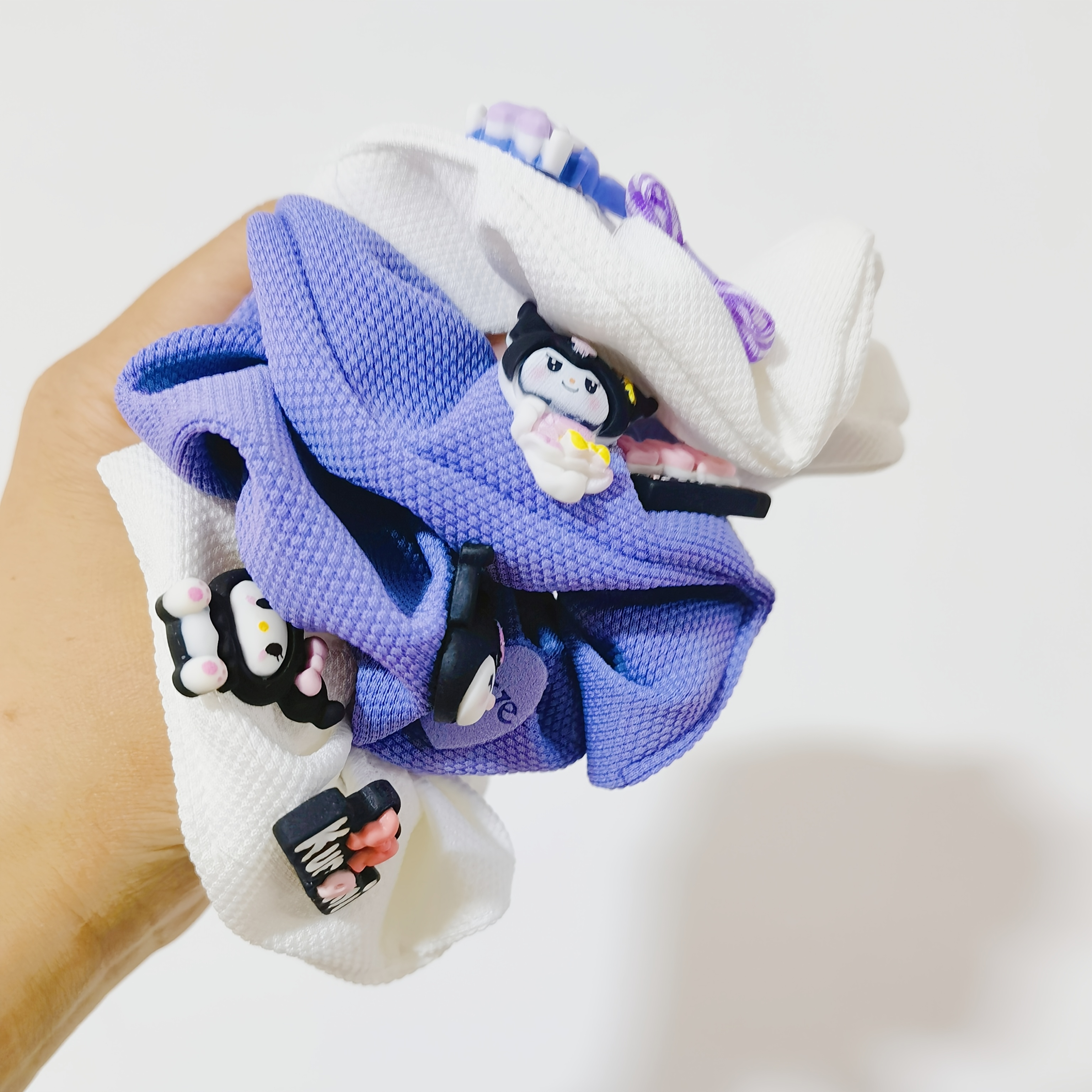 E-shop 4 Stück Sanrio für for kuromi Haargummis - Rutschfeste große Darmponytail-Halter mit niedlichen dekorativen Schlaufen für das tägliche
