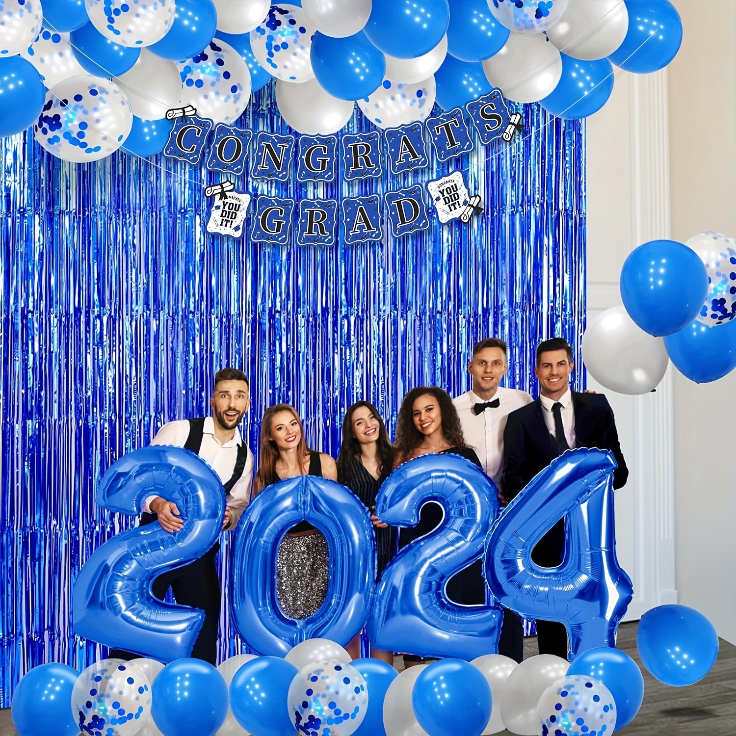 

Graduation Decorations Class Of 2024 Blue And White Graduation Decorations 2024 Congrats Grad Banner Blue And Silver College Graduation Decorations Graduation Party Supplies