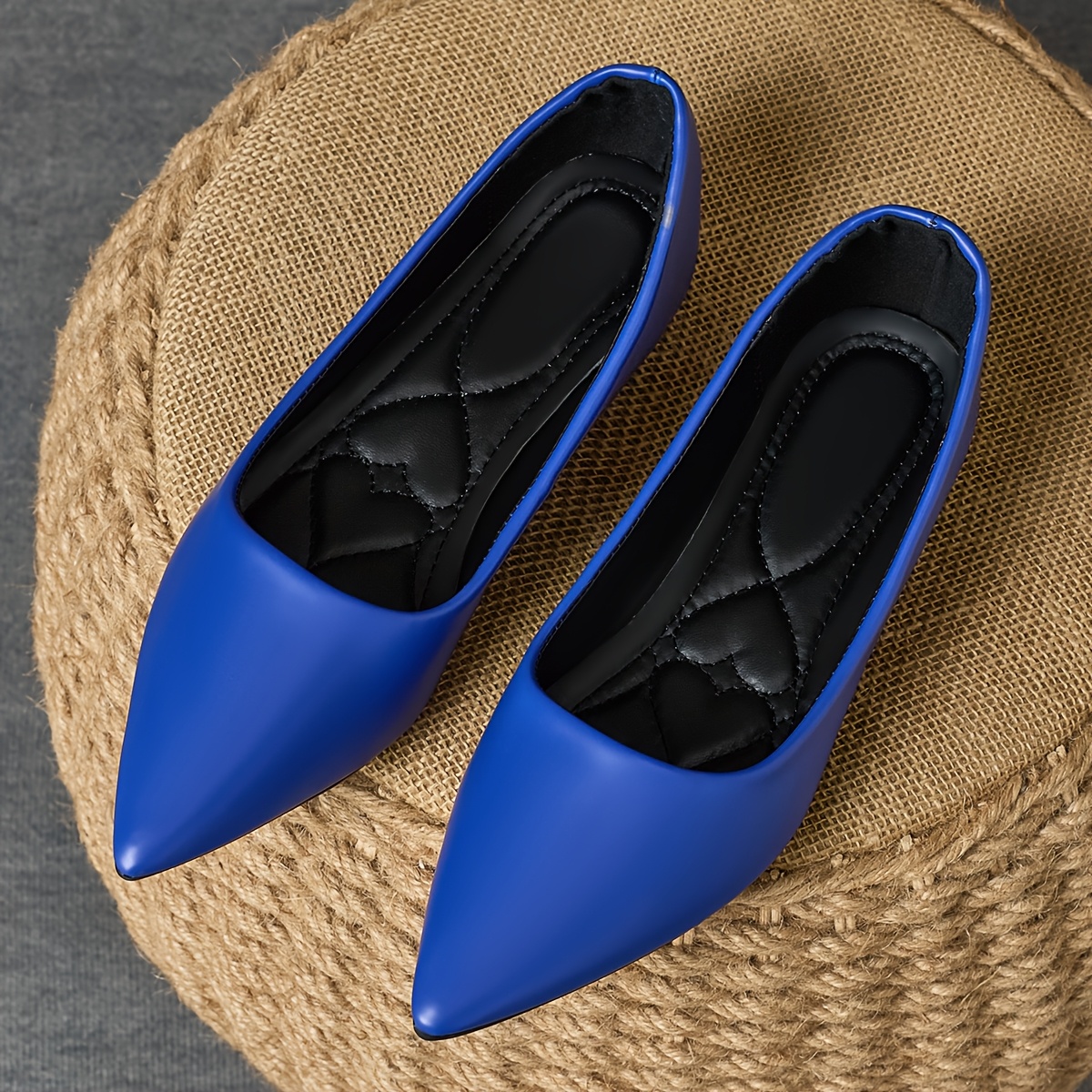 Pair Women'S Pointed Toe Flats Slip-On Professional Work Shoes with  Rubber Sole, Solid *-Made Upper Inner, Comfortable Dress