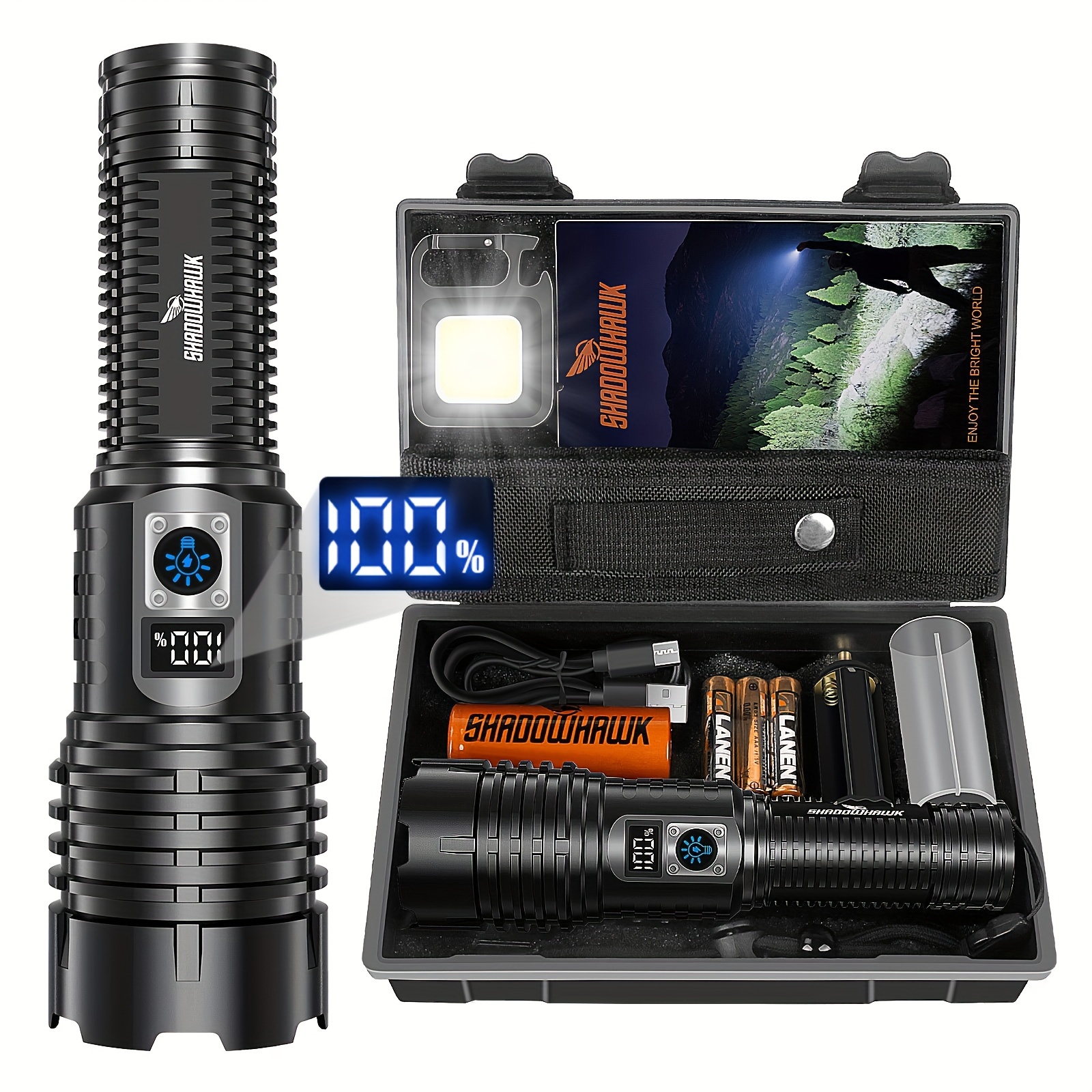 

Shadowhawk Flashlight Led Rechargeable Extremely Bright, 30000 Lumen Flashlights Battery Powered Usb, Xhm77.2 Tactical Flashlight Powerful, Flashlight Torch For Outdoor Emergencies Camping