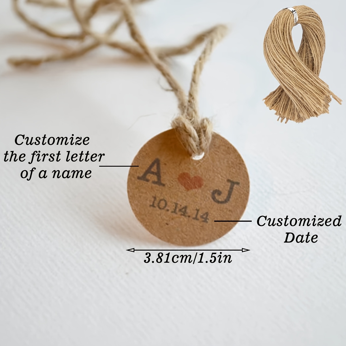 TEMU [Personnalisable] Mini étiquette ronde en papier de 1,5 pouce, étiquette cadeau de mariage personnalisée
