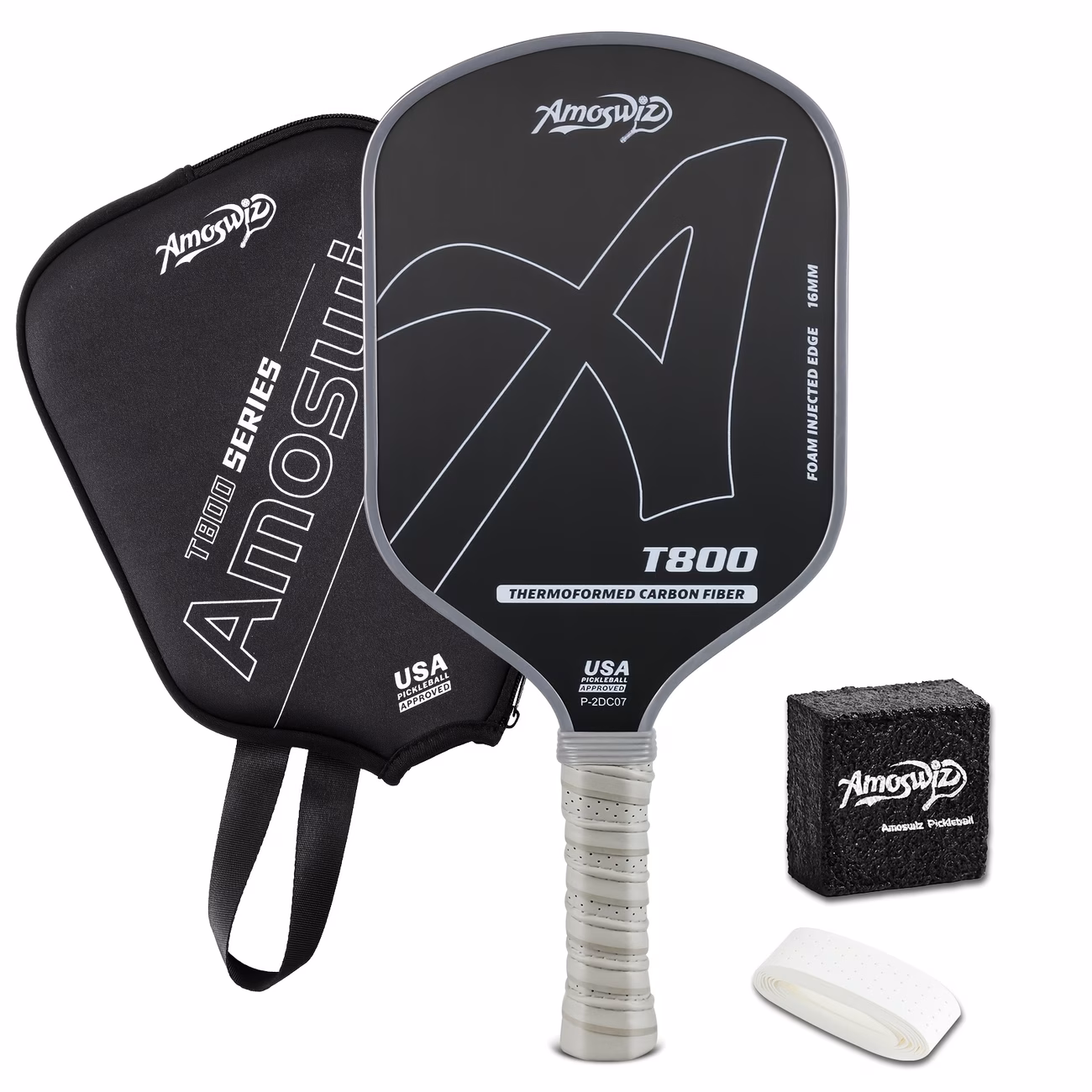 Amoswiz T800 Carbon Fiber Pickleball Paddle, 16mm ...