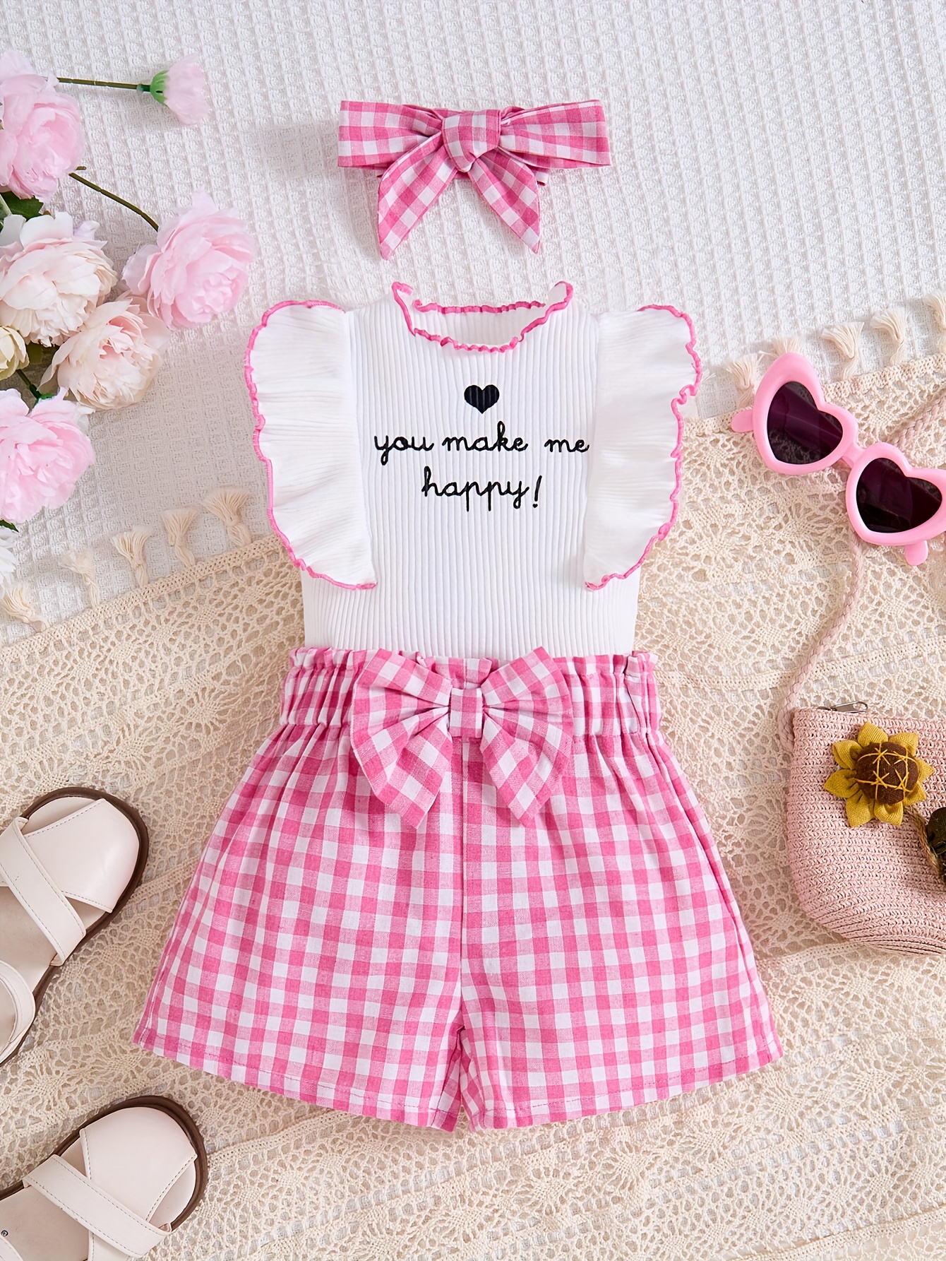 cute dress shorts Cottontail Pink Girls Banded Short Set 18m main image 1