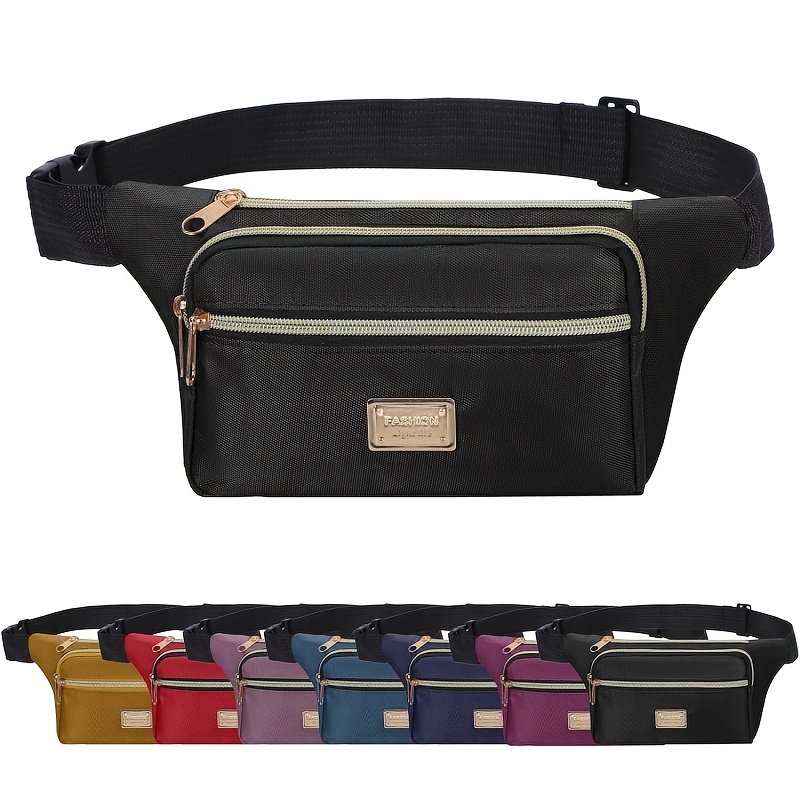 2pcs Adjustable Waist Bag Set with 4-Zipper Pockets