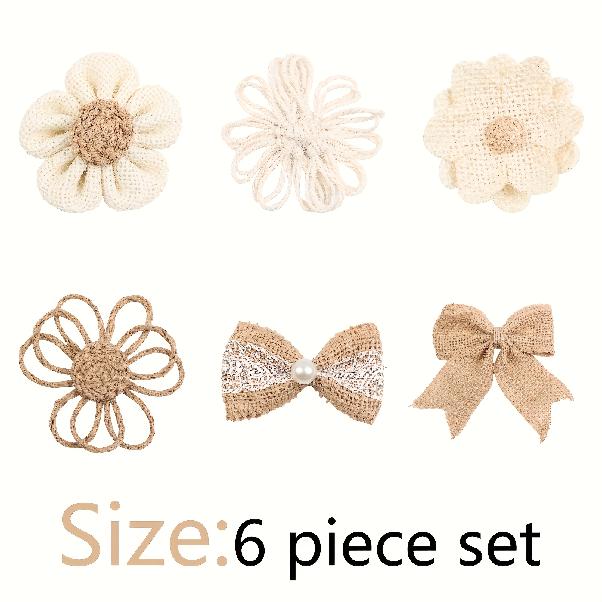 Image of 6/18pcs Mixed Color Linen Ribbon Flowers - Handmade Bow For Gift Wrapping, Clothing, Shoes, Hats, Additions, Christmas, Wedding Party Decorations&halloween, School