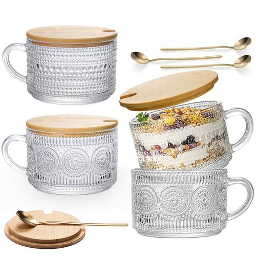 4pcs vintage glass coffee mugs professional coffee mugs coffee maker accessories thickened drinkware glass handle mugs with spoons afternoon tea dating christmas halloween