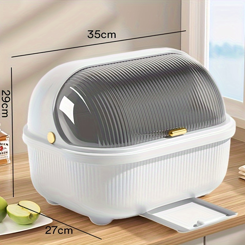 enclosed plastic dish rack large capacity kitchen storage box for dishes and utensils with cover dust proof insect proof drainer organizer container no electricity needed details 1